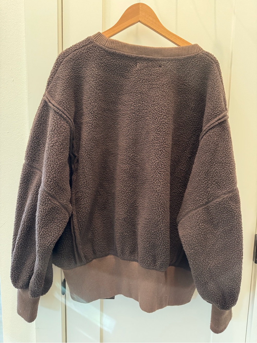 We The Free Plush Sherpa Pullover in Chocolate Brown XL - Picture 2 of 4